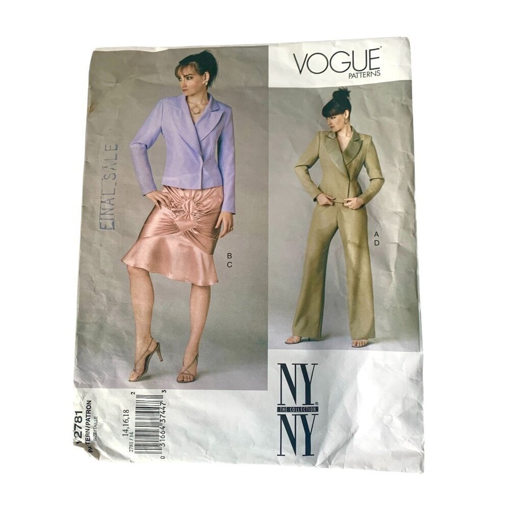 Vogue Sewing Pattern V2781 Misses Skirt Jacket Pants UNCUT Size 14 16 18
